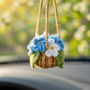 Car Accessories - Crochet Hanging Flower Pot - Blue Forget-Me-Not