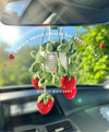 Car Accessories - Crochet Hanging Plant - Red Strawberry Plant with White Pot