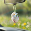 Car Accessories - Crochet Hanging Car Charm - White and Pink Ombre Velvet Strawberry