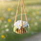 Car Accessories - Crochet Hanging Flower Pot - Pure White Forget-Me-Not