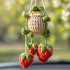 Car Accessories - Crochet Hanging Plant - Red Strawberry Plant
