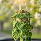 Car Accessories - Crochet Hanging Plant - String of Hearts in Beige Pot