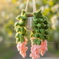 Car Accessories - Crochet Hanging Plant - Hanging Vines with Coral Flowers
