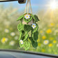 Car Accessories - Crochet Hanging Plant - String of Hearts Plant with White Flowers
