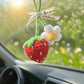 Car Accessories - Crochet Hanging Car Charm - Red Velvet Strawberry
