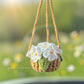 Car Accessories - Crochet Hanging Flower Pot - Pure White Forget-Me-Not