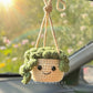 Car Accessories - Crochet Hanging Plant - Happy Green Succulent