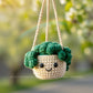Car Accessories - Crochet Hanging Plant - Happy Deep Pine Green Succulent