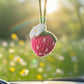 Car Accessories - Crochet Hanging Car Charm - Pink Velvet Strawberry