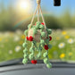 Car Accessories - Crochet Hanging Plant - String of Pearls Plant with Red Blossoms