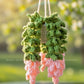 Car Accessories - Crochet Hanging Plant - Hanging Vines with Coral Flowers