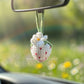 Car Accessories - Crochet Hanging Car Charm - White and Pink Ombre Velvet Strawberry