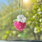 Car Accessories - Crochet Hanging Car Charm - Pink Velvet Strawberry