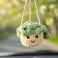 Car Accessories - Crochet Hanging Plant - Happy Sage Green Succulent