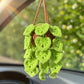 Car Accessories - Crochet Hanging Plant - String of Hearts in Brown Pot