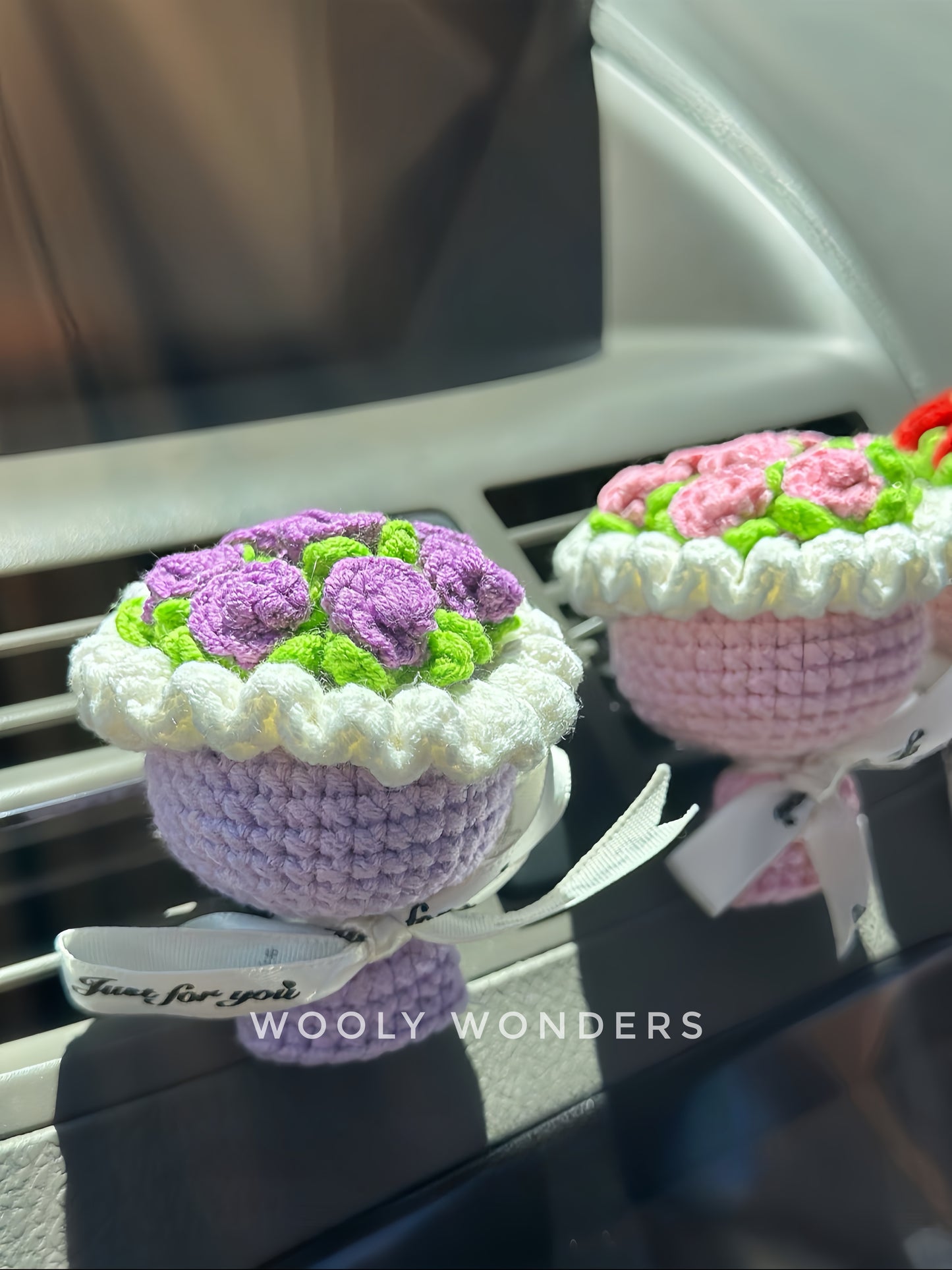 Car Accessories - Car Air Conditioner Vent Clip - Mini Purple Rose Bouquet