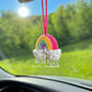 Car Accessories - Crochet Hanging Car Charm - Rainbow with Raindrop Beads