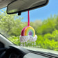 Car Accessories - Crochet Hanging Car Charm - Rainbow with Raindrop Beads